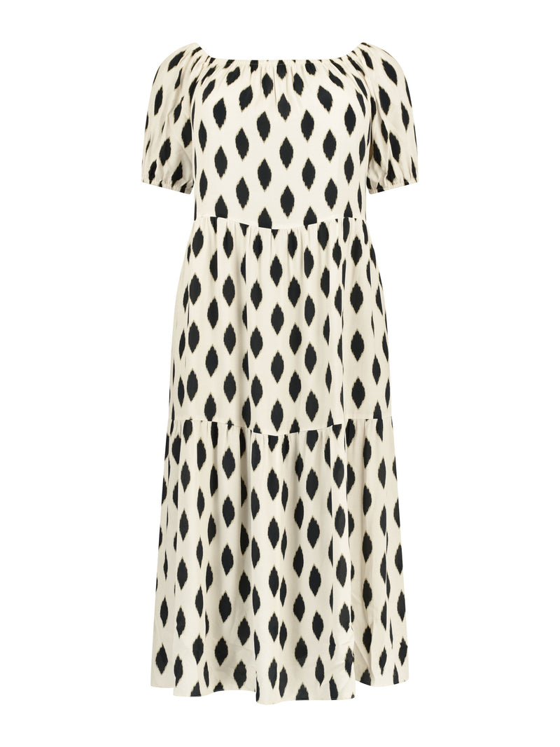 Stone Diamond Print Bardot Maxi Dress
