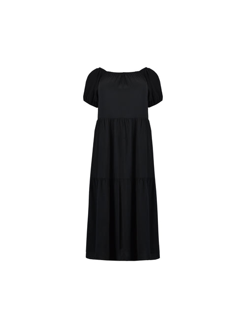 Black Tiered Bardot Maxi Dress