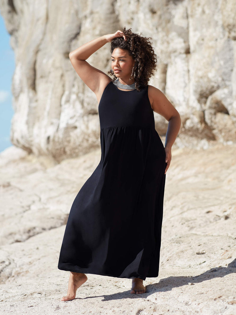 Jersey maxi dress black Clearance