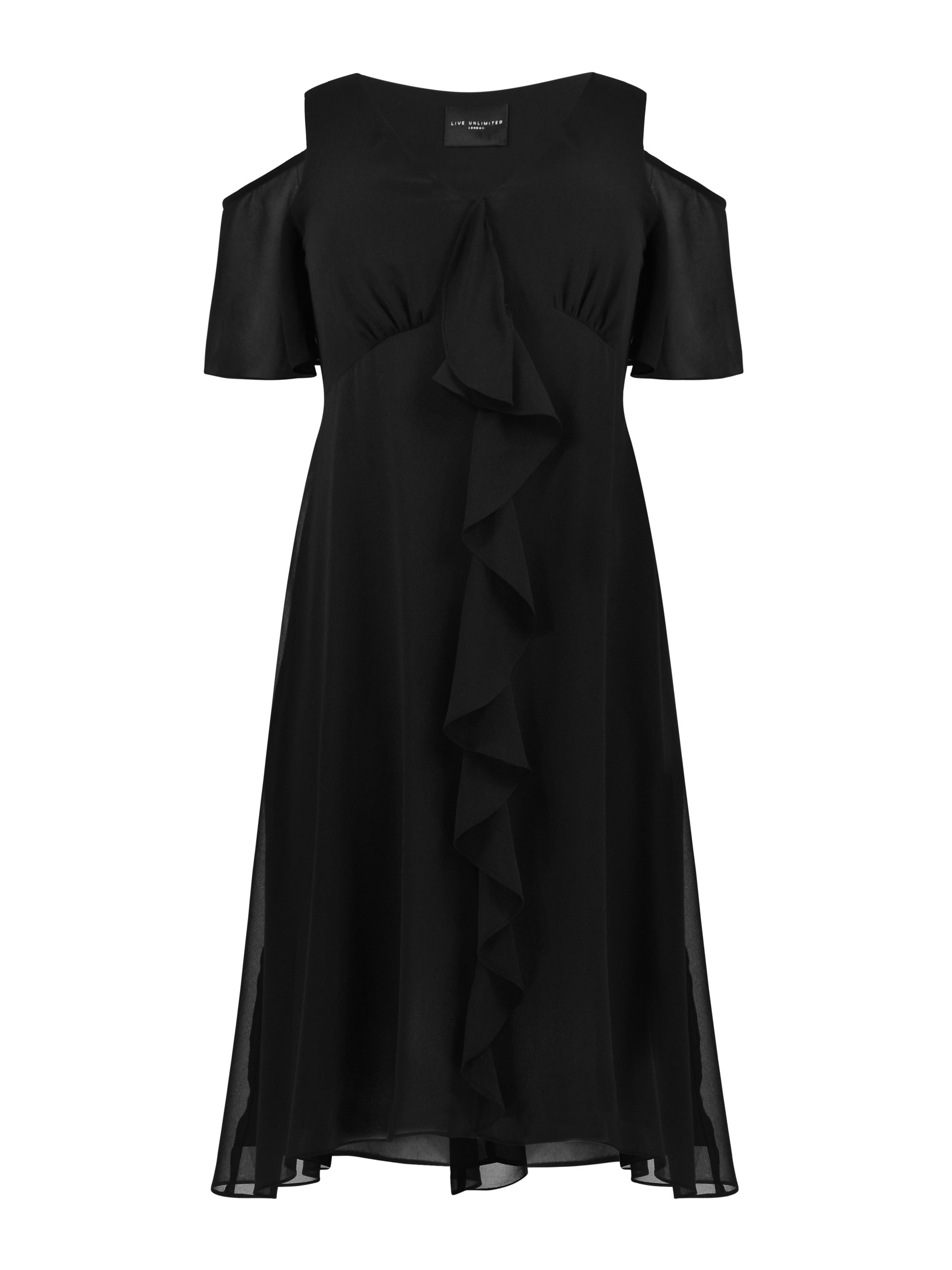 Black Ruffle Frill Front Dress