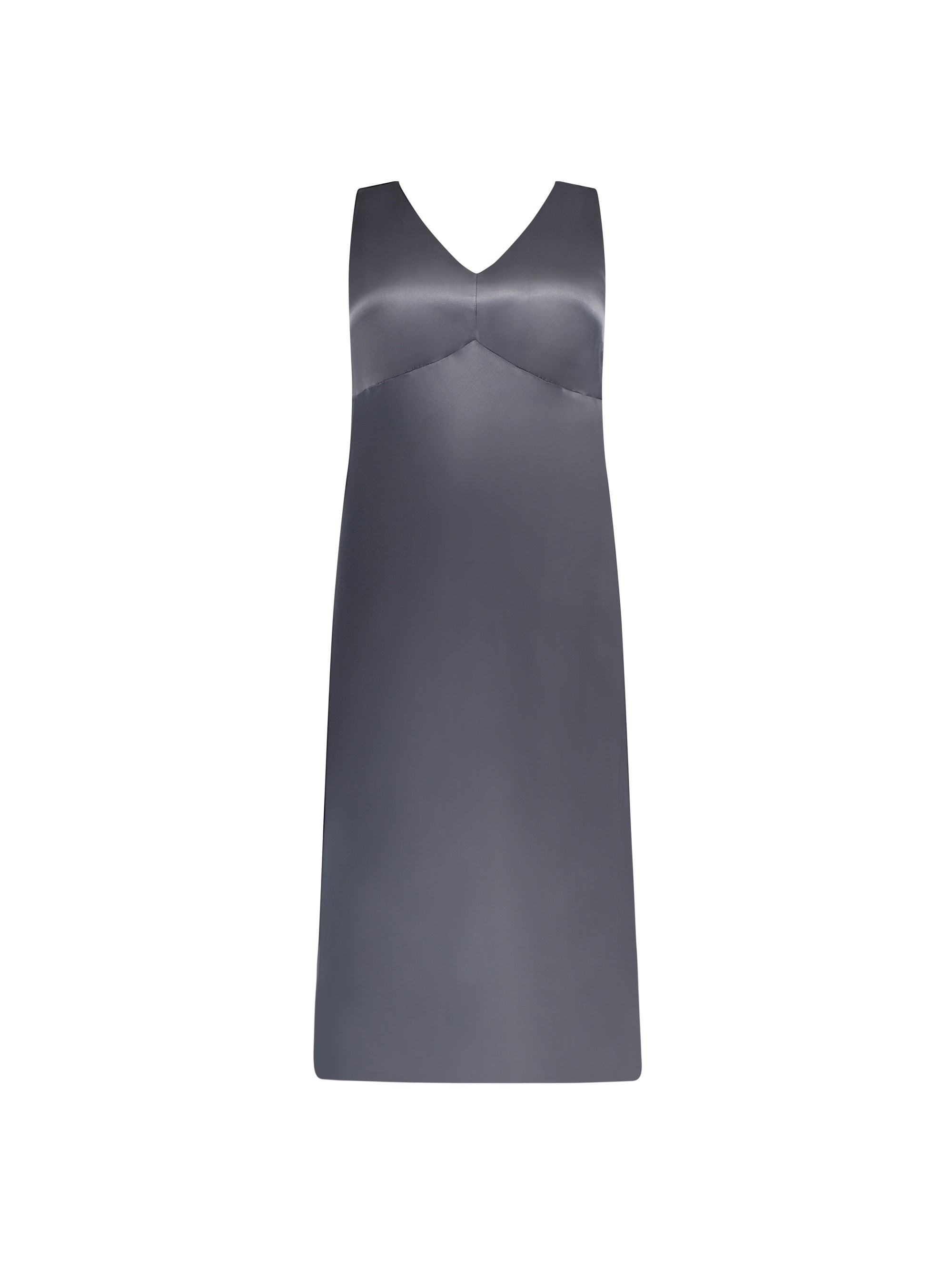 Grey Satin Bias Cut Empire Line Midaxi Dress