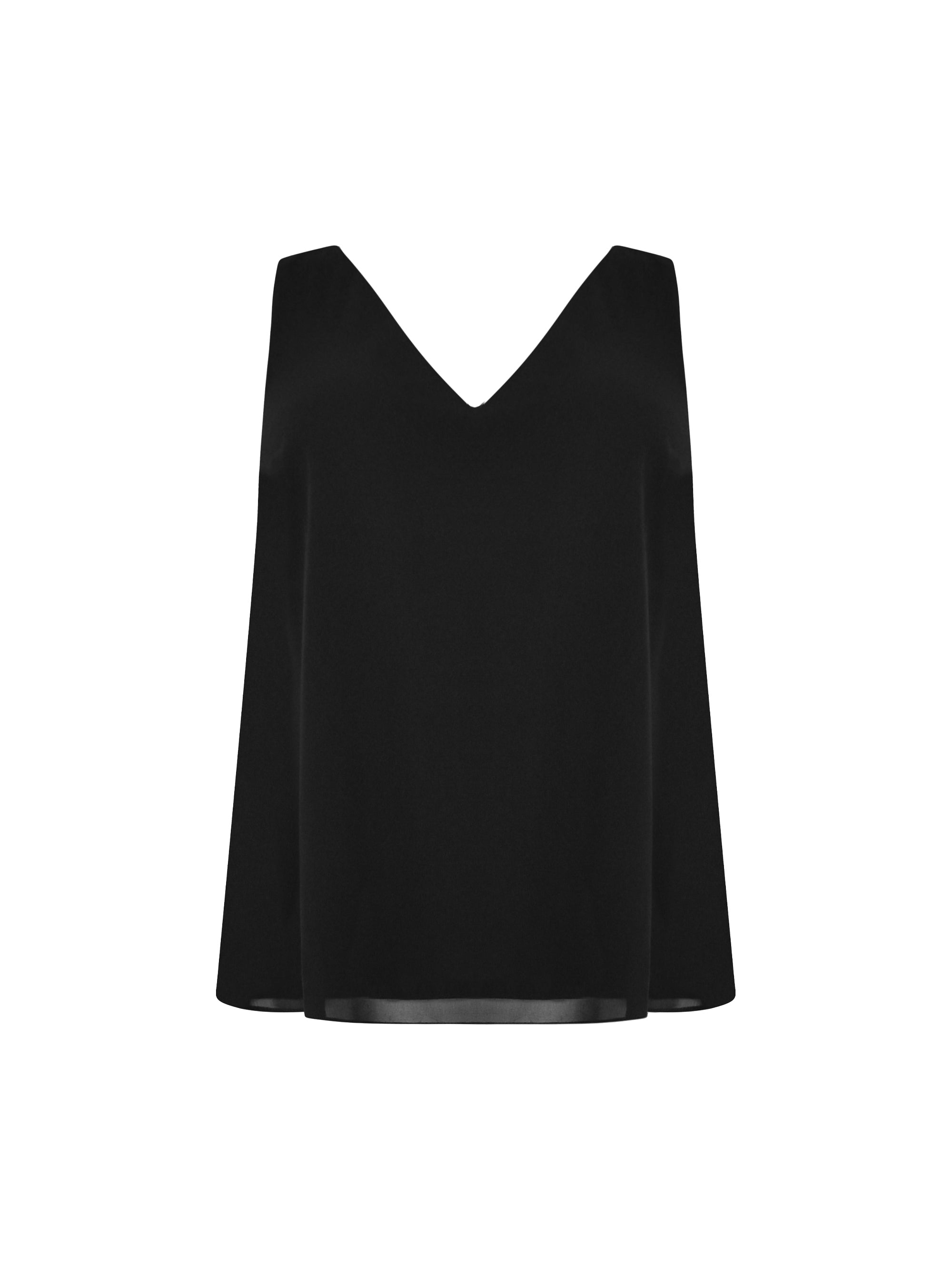 Black Layered Chiffon Swing Vest