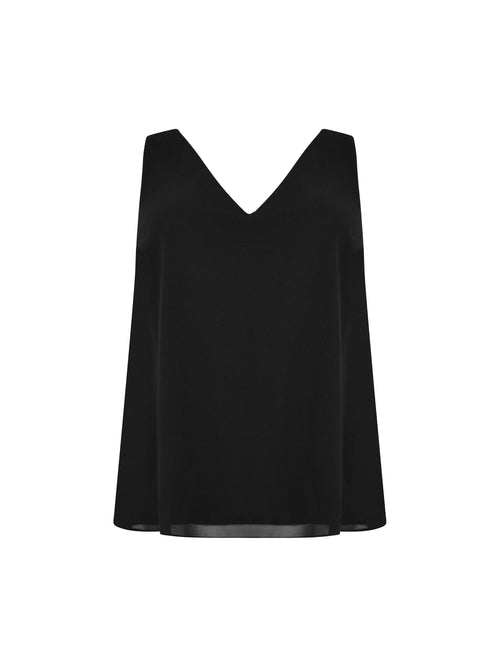 Black Layered Chiffon Swing Vest