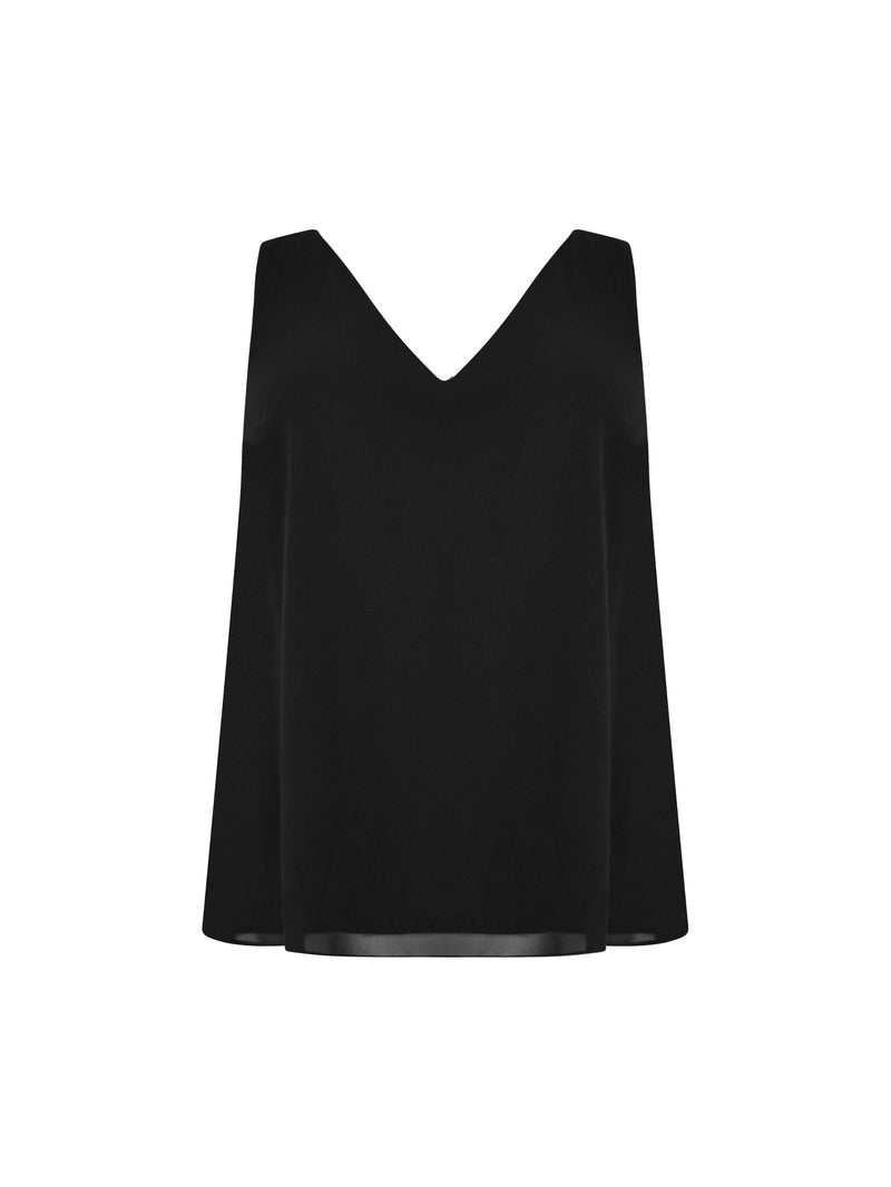 Black Layered Chiffon Swing Vest