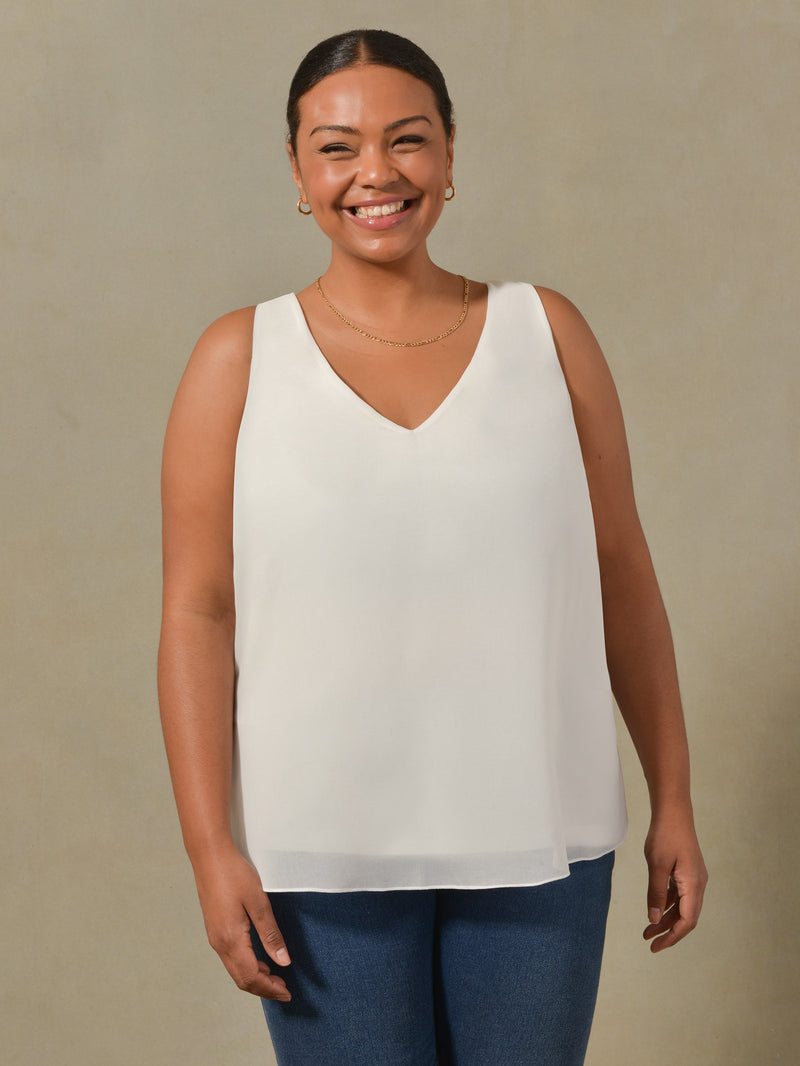 Ivory Layered Chiffon Swing Vest