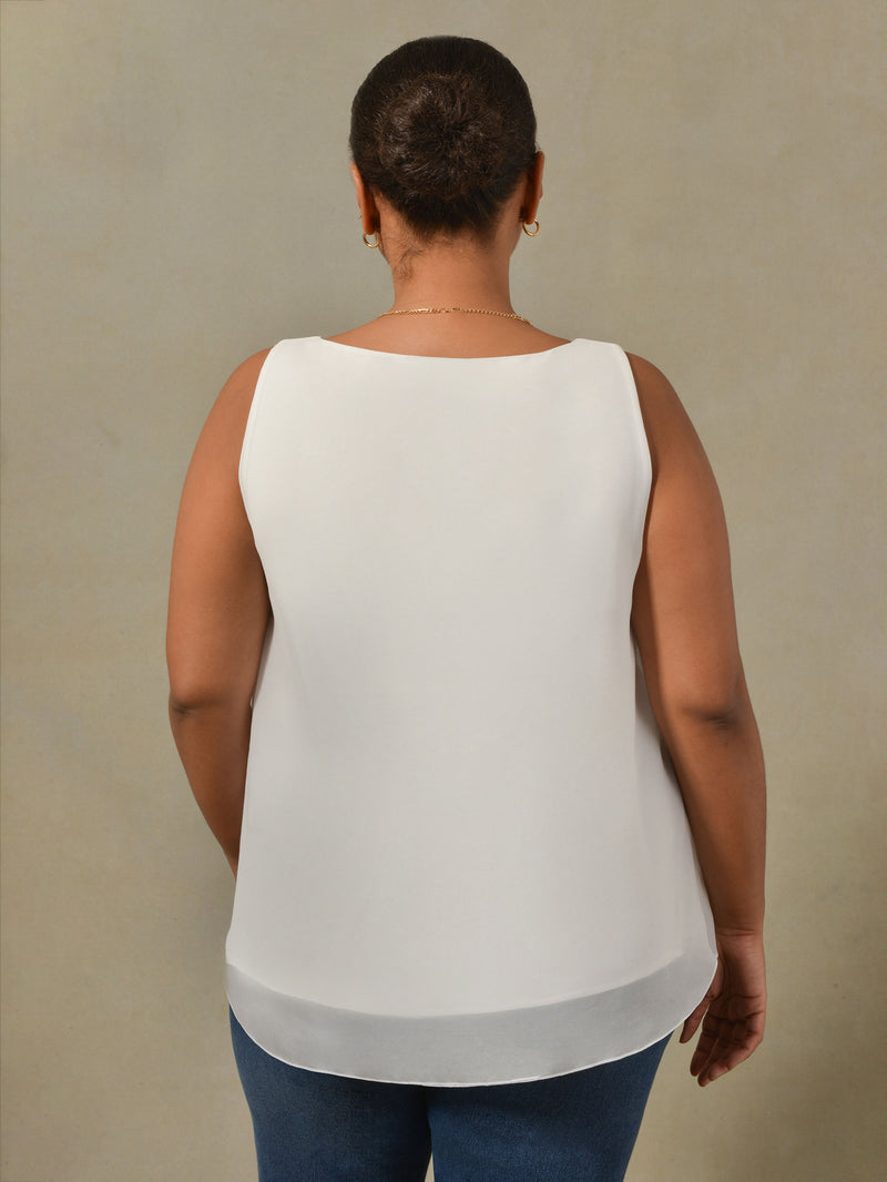 Ivory Layered Chiffon Swing Vest