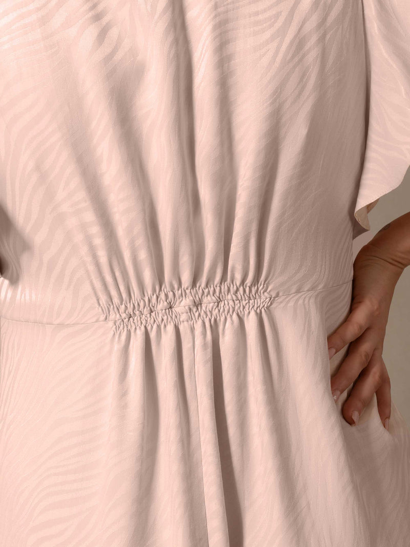Pink Zebra Jacquard Tiered Hem Dress