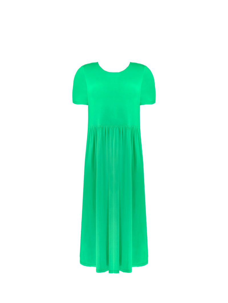 Green Jersey Swing Midaxi Dress