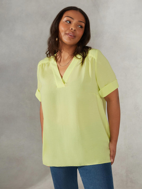 Chartreuse High Low Lightweight Blouse