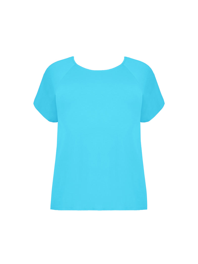 Turquoise Flutter Sleeve Jersey Top