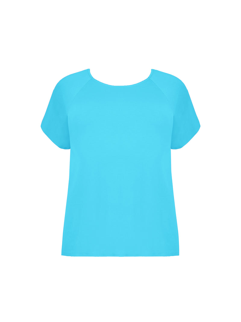 Turquoise Flutter Sleeve Jersey Top
