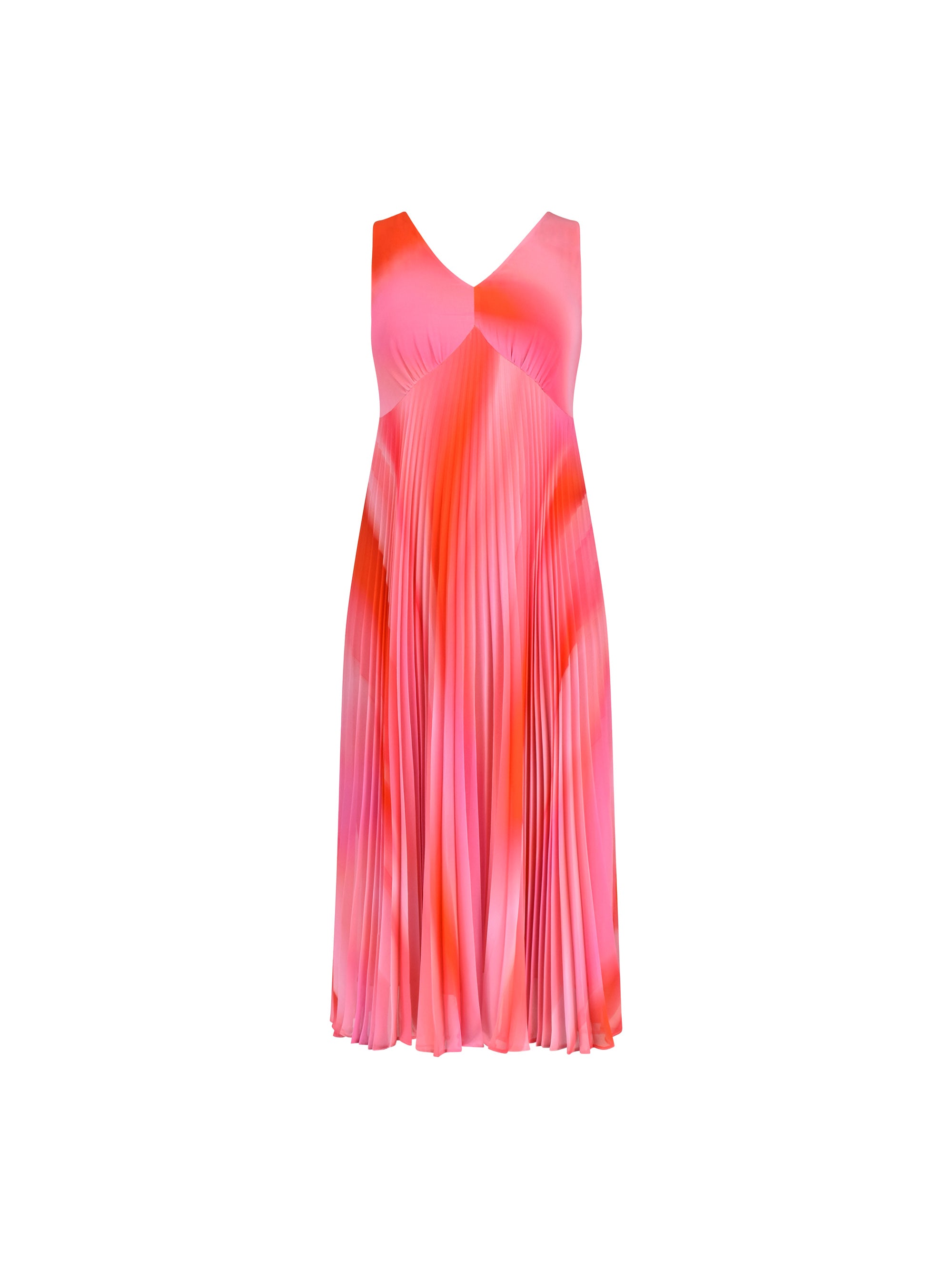 Pink Ombre Sunray Pleat Midaxi Dress