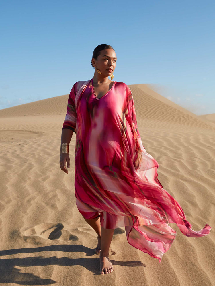 Pink Ombre Kaftan Maxi Dress