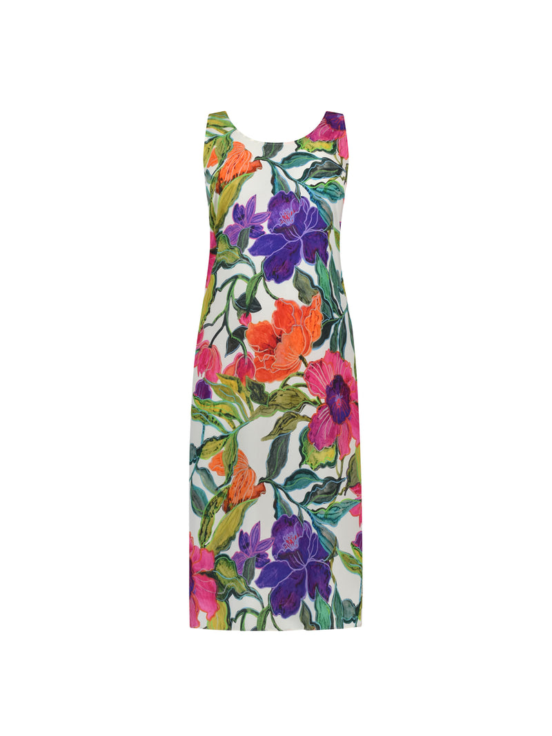 Multi Floral Print Hanky Hem Dress