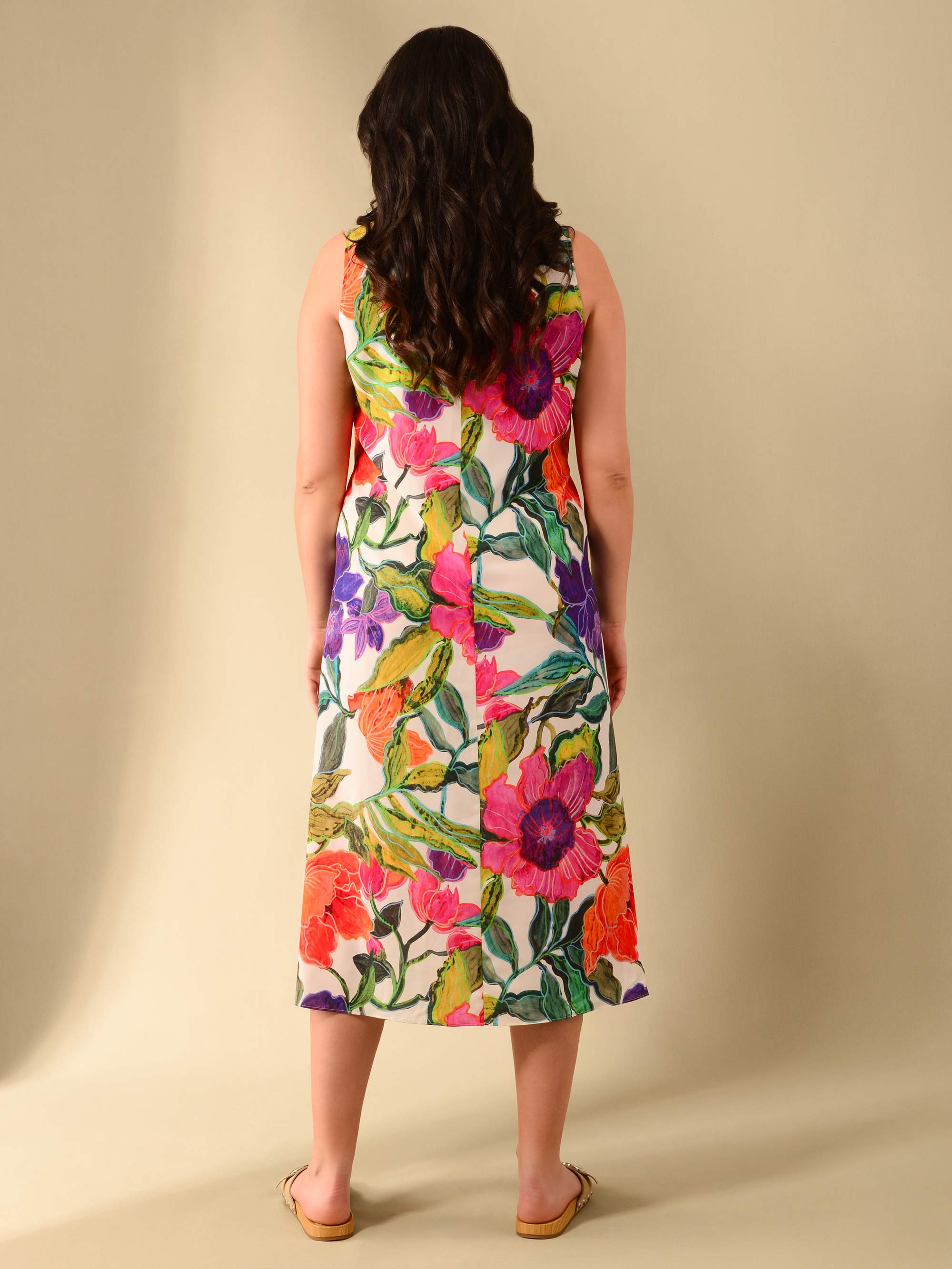 Multi Floral Print Hanky Hem Dress