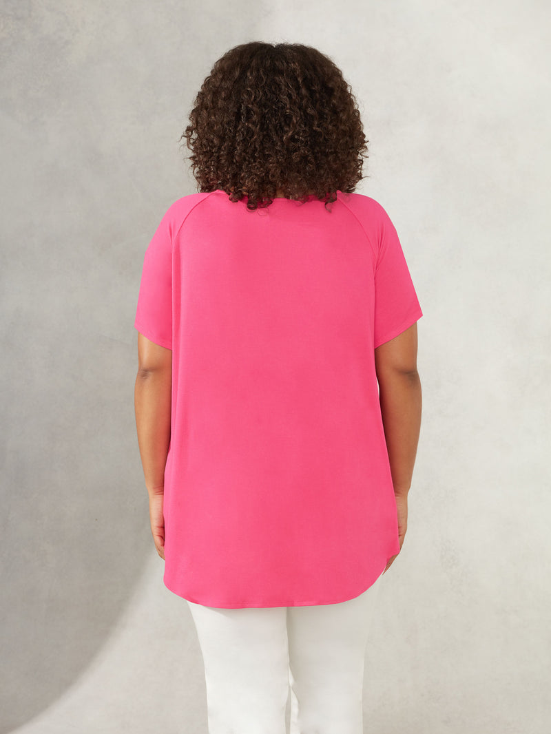 Pink Flutter Sleeve Jersey Top