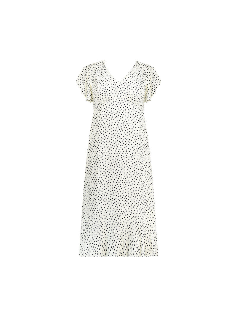 Ivory & Black Spot Angel Sleeve Dress