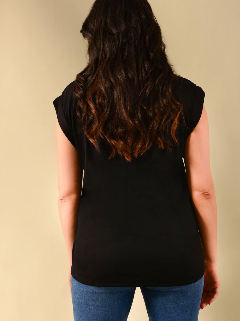 Mono Floral Blossom Print Jesey Back T-Shirt