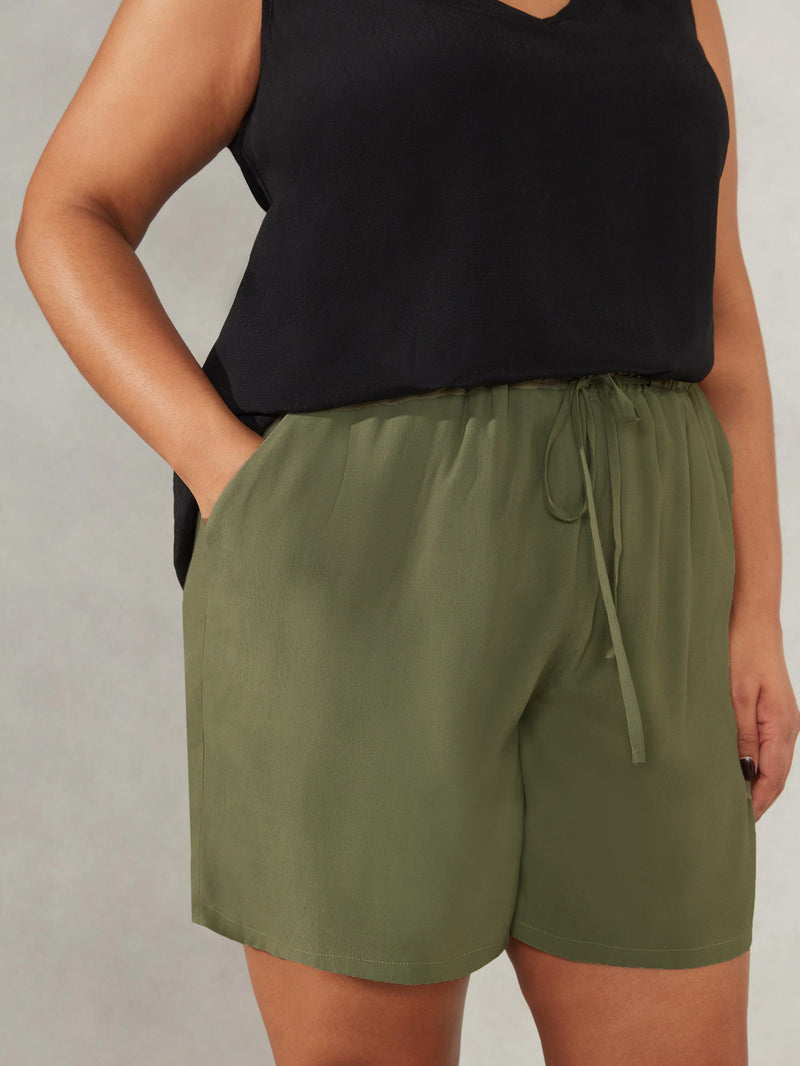Khaki Drawstring Pocket Short
