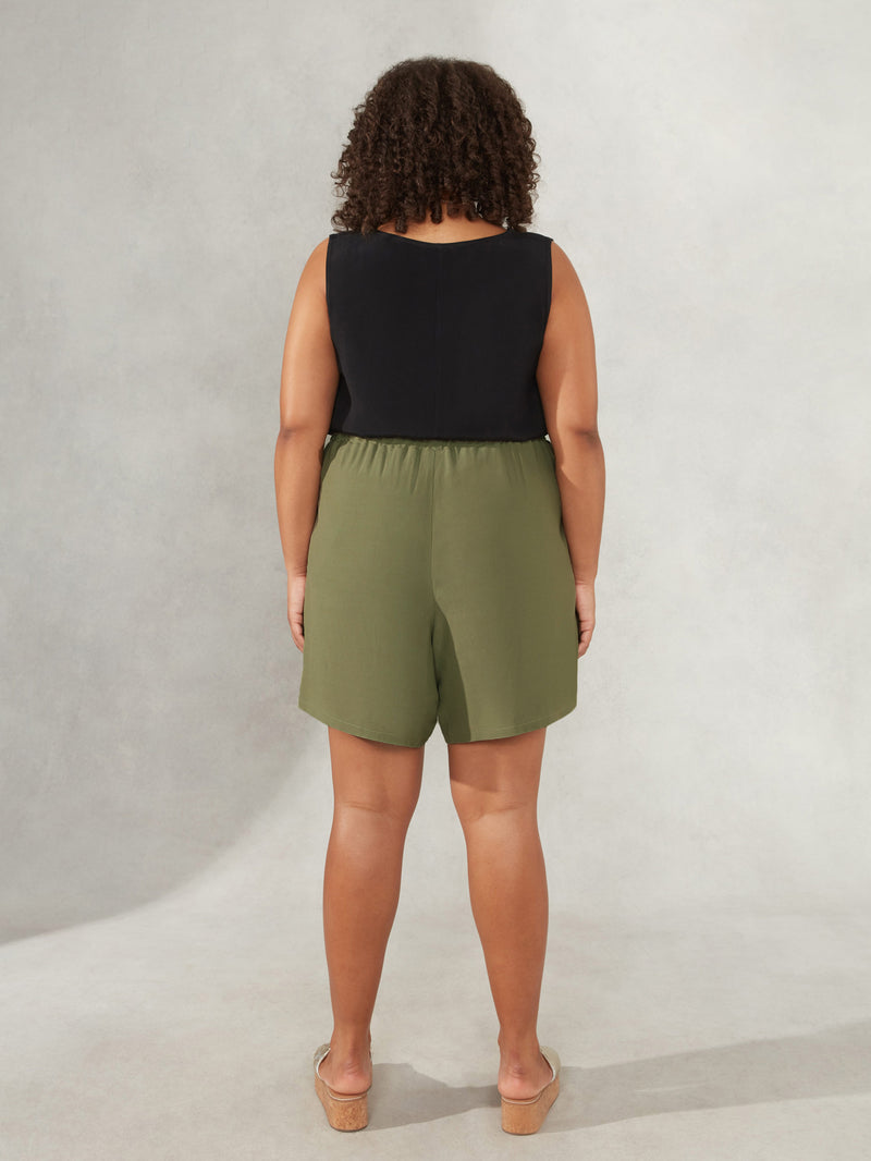 Khaki Drawstring Pocket Short