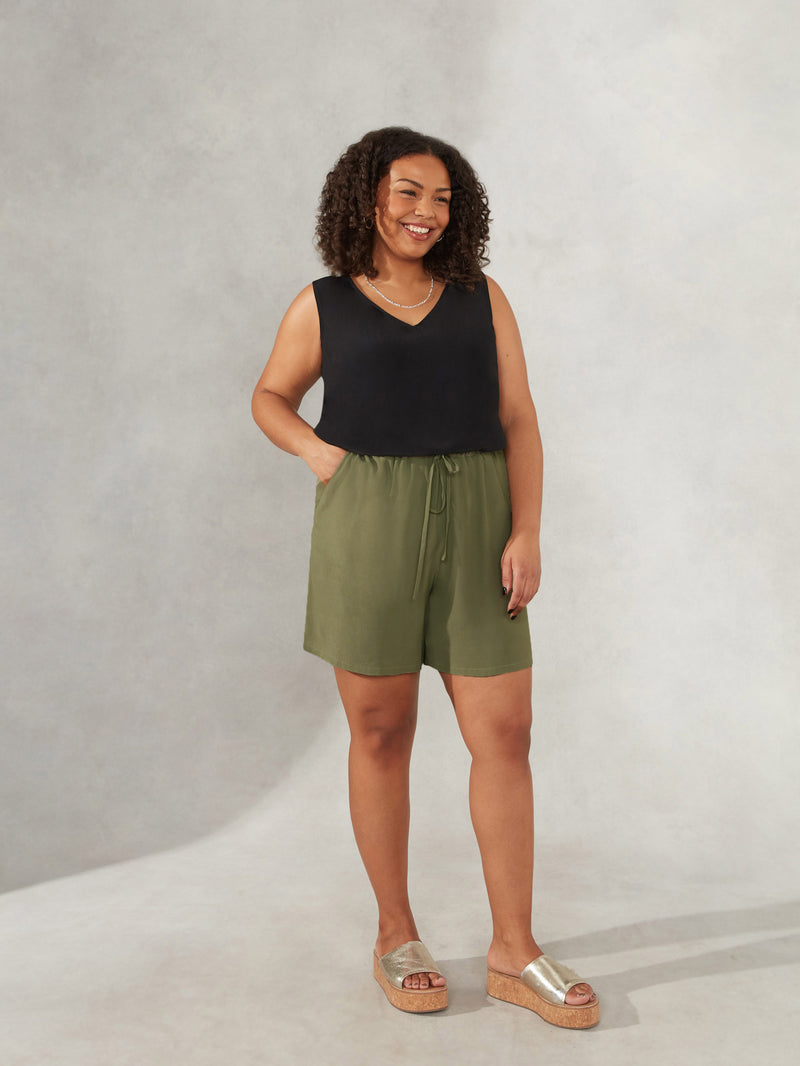 Khaki Drawstring Pocket Short