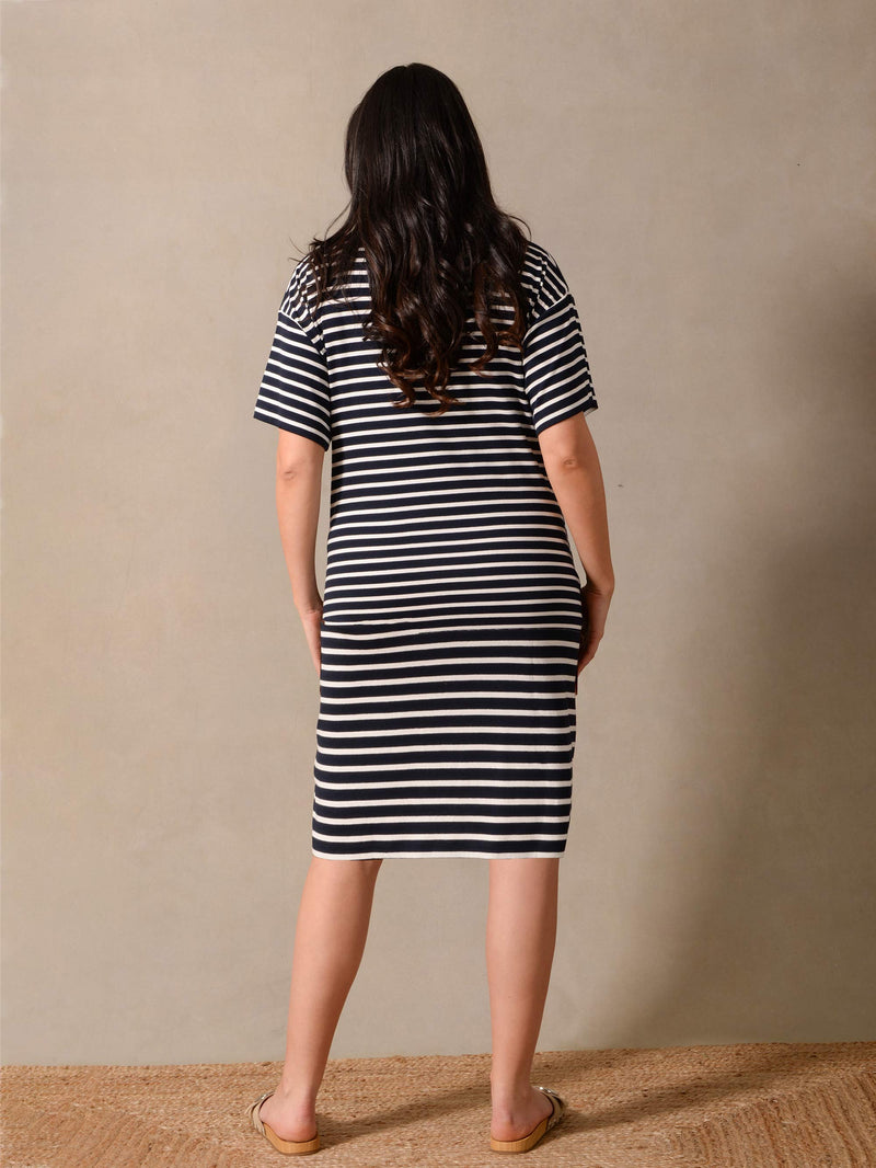 Blue & White Stripe Jersey T-Shirt Dress