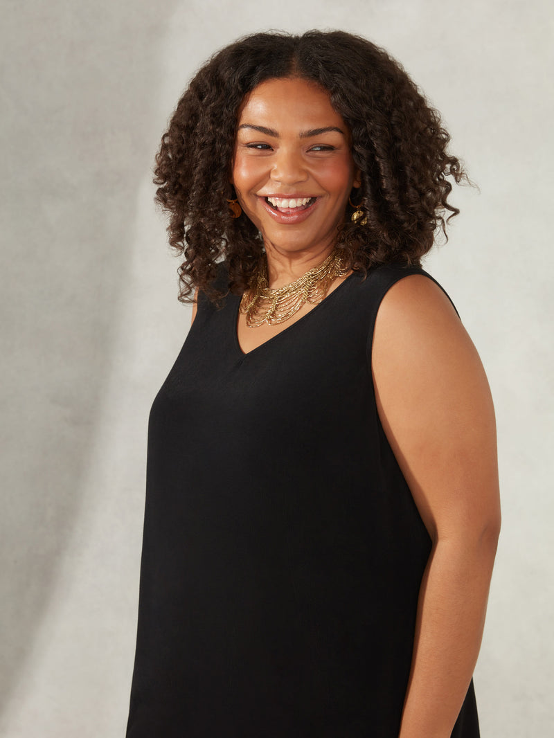 Black Textured Vest Top