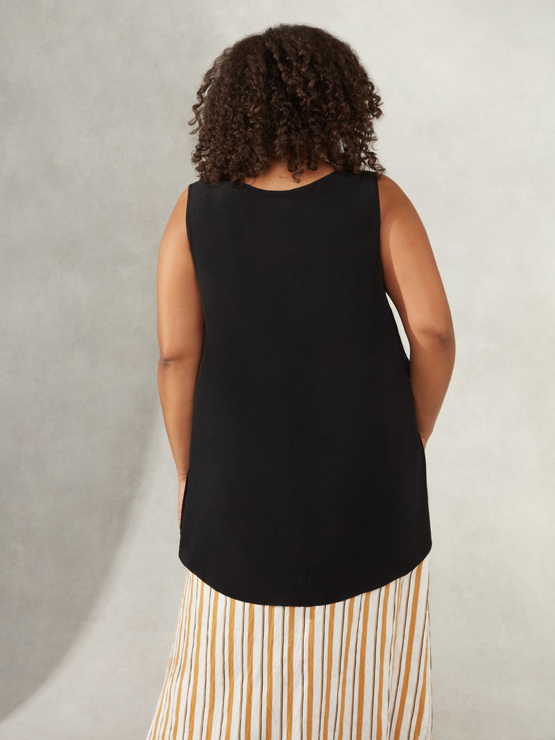 Black Textured Vest Top