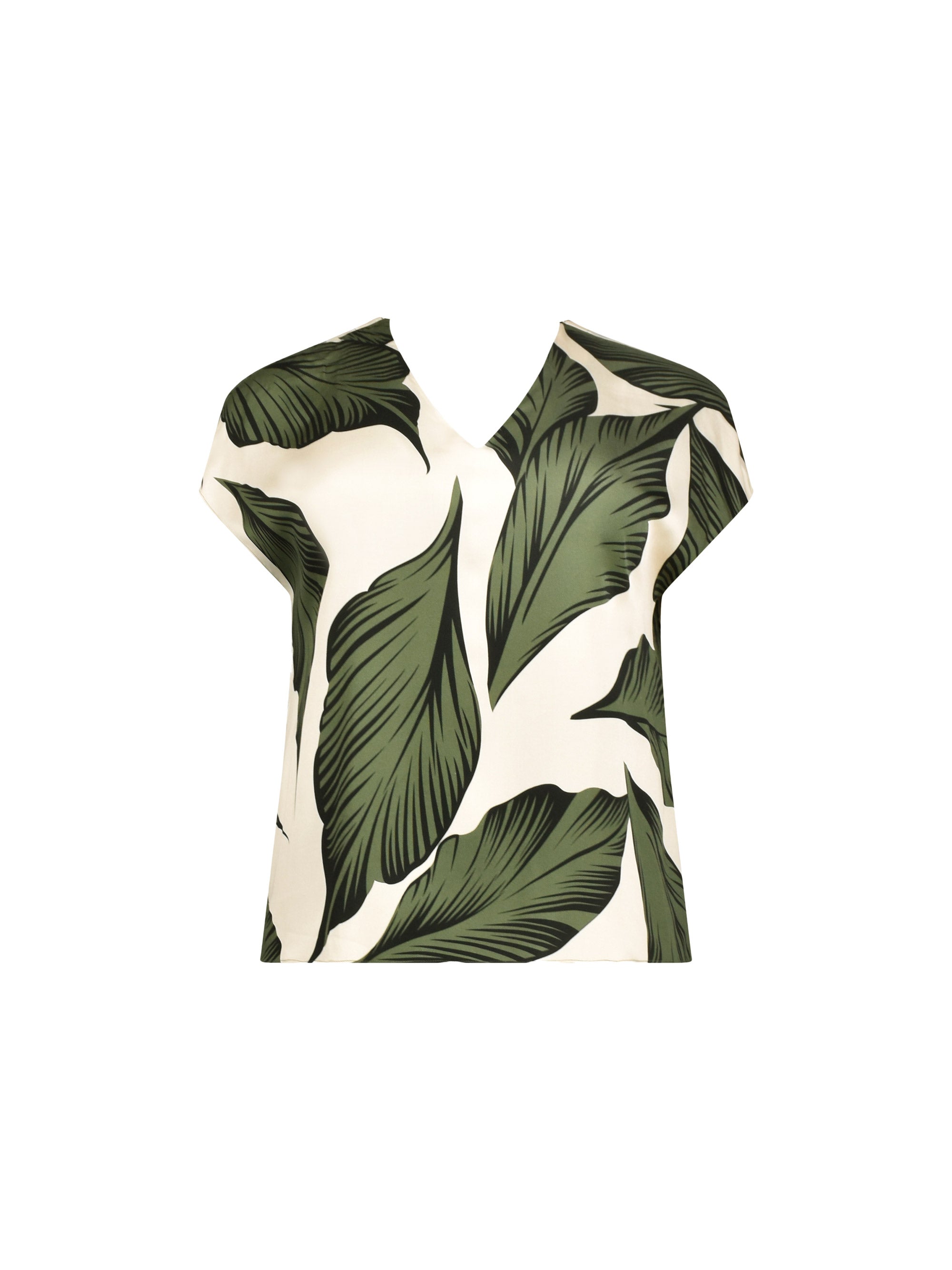 Khaki Palm Print Grown On Sleeve Tee