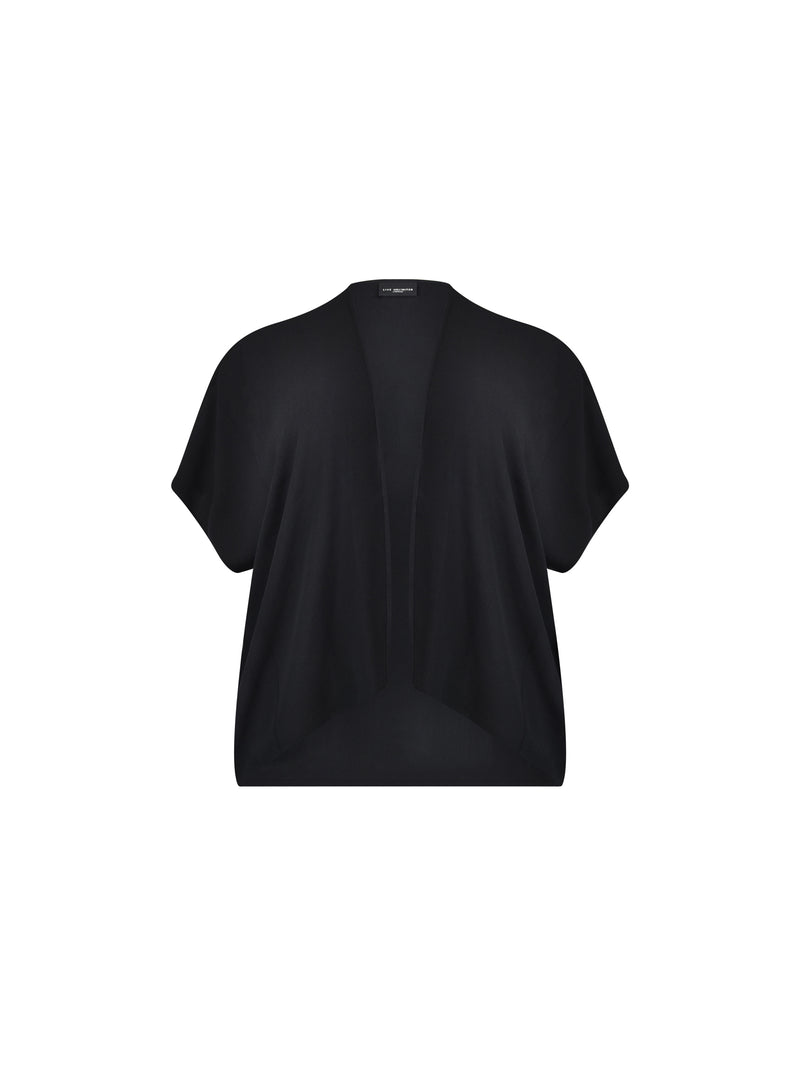Black Textured Batwing Cover Up