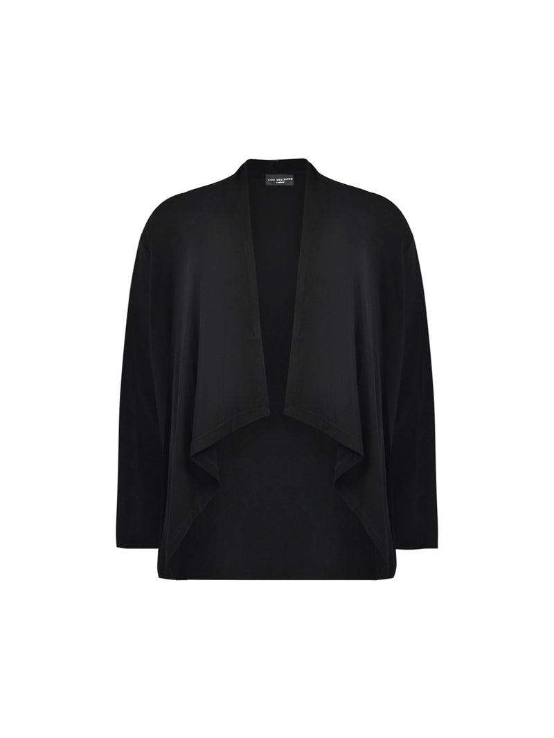 Black Waterfall Jersey Cardigan