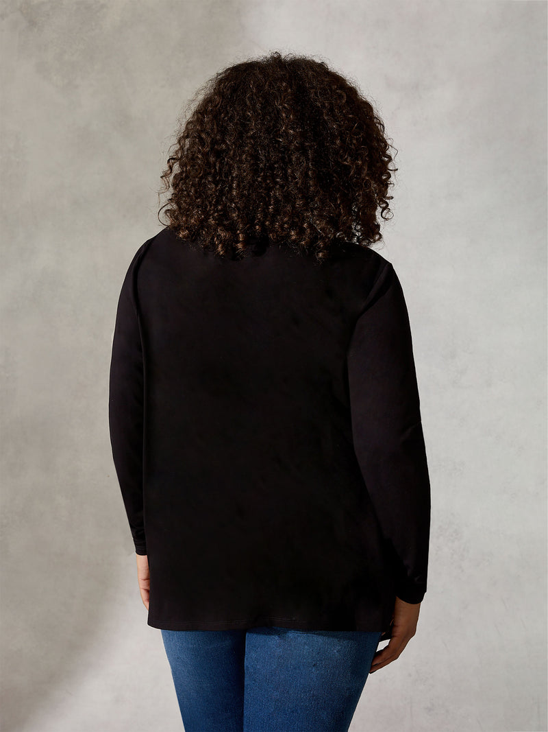 Black Waterfall Jersey Cardigan