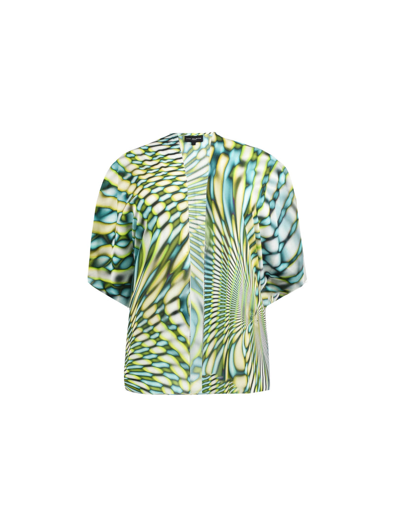Green Kaleidoscope Print Short Kimono