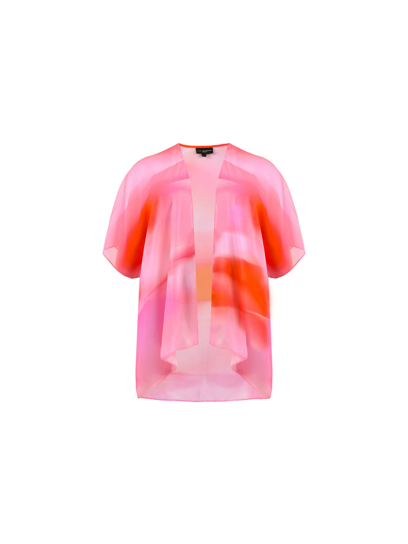 Pink Ombre Print Short Kimono